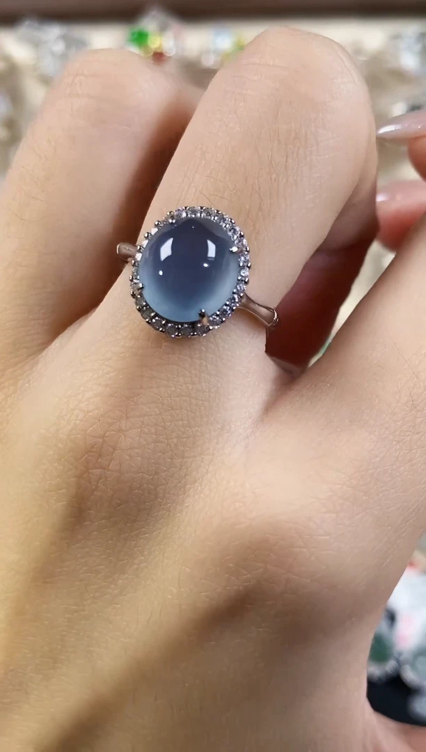 银S925镶嵌戒指翡翠天然A货翡翠28