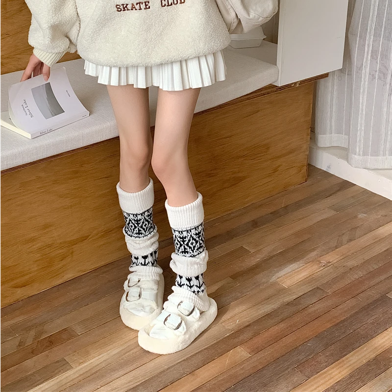 费尔岛袜套女款爆款新款高质量白色堆堆袜腿套鲨鱼裤专用秋冬季