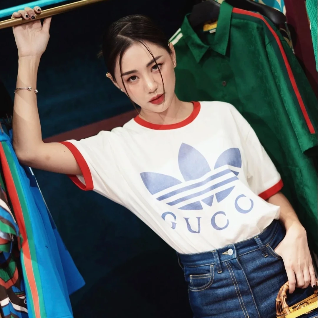 99新 GUCCI/古驰 汤/P235806493/ 白色 联名 三叶草 短袖 S