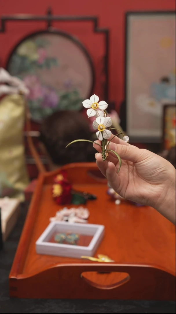 刺绣石*小非遗绒花手工饰品