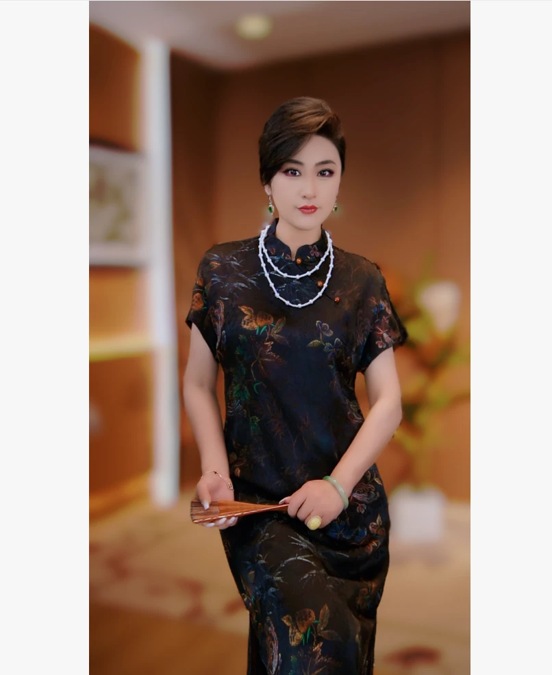 【清】金凤尾/双面双穿新中式女装连衣裙2024B6067-艾敏-大女王仓