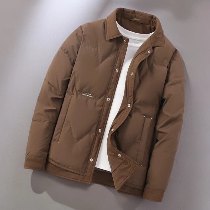 翻领短款羽绒服男轻薄宽松休闲百搭新款青年男装网红洋气炸街男装