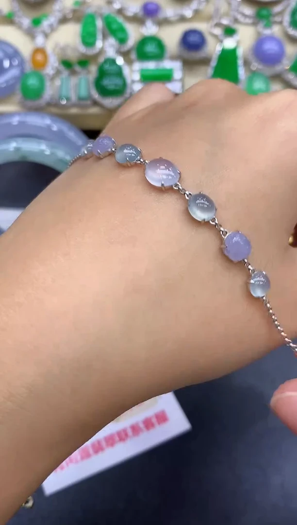 18K金镶嵌手链翡翠427-中国好珍宝