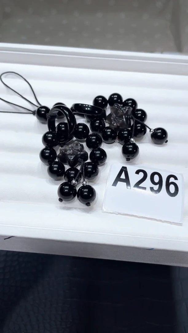 水晶手链未镶嵌A296黑曜石手机链多样性发一