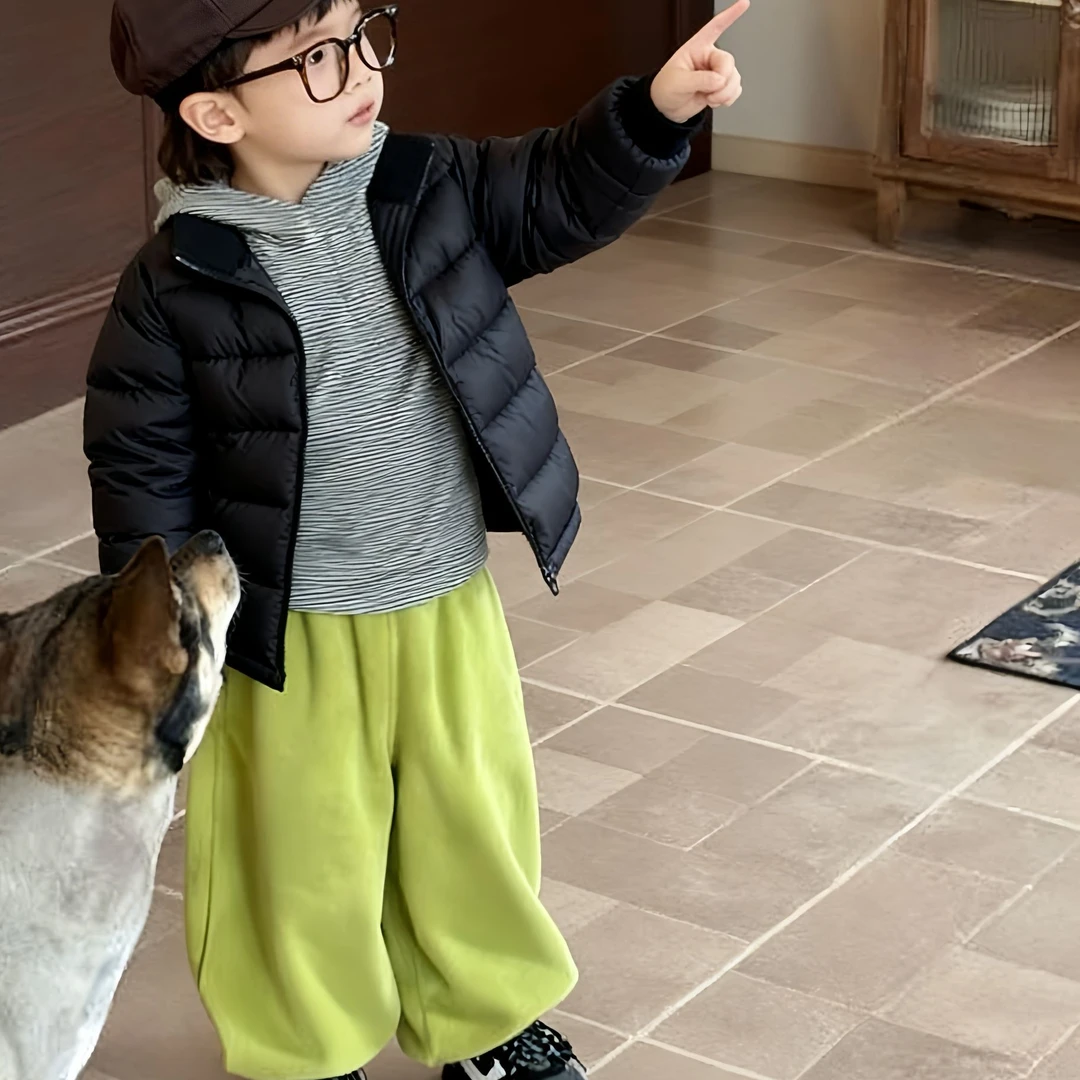 2025秋冬新款男宝宝双面奥粒绒裤子男童冬装加厚运动裤儿童装Z071