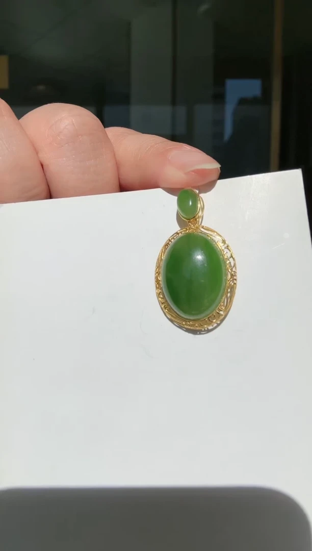 【闪购商品】和田玉吊坠18K金镶嵌吊坠