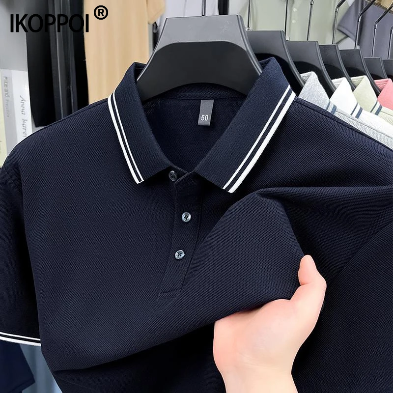 高端夏季纯棉短袖t恤男商务休闲翻领POLO衫时尚潮流宽松半袖上衣