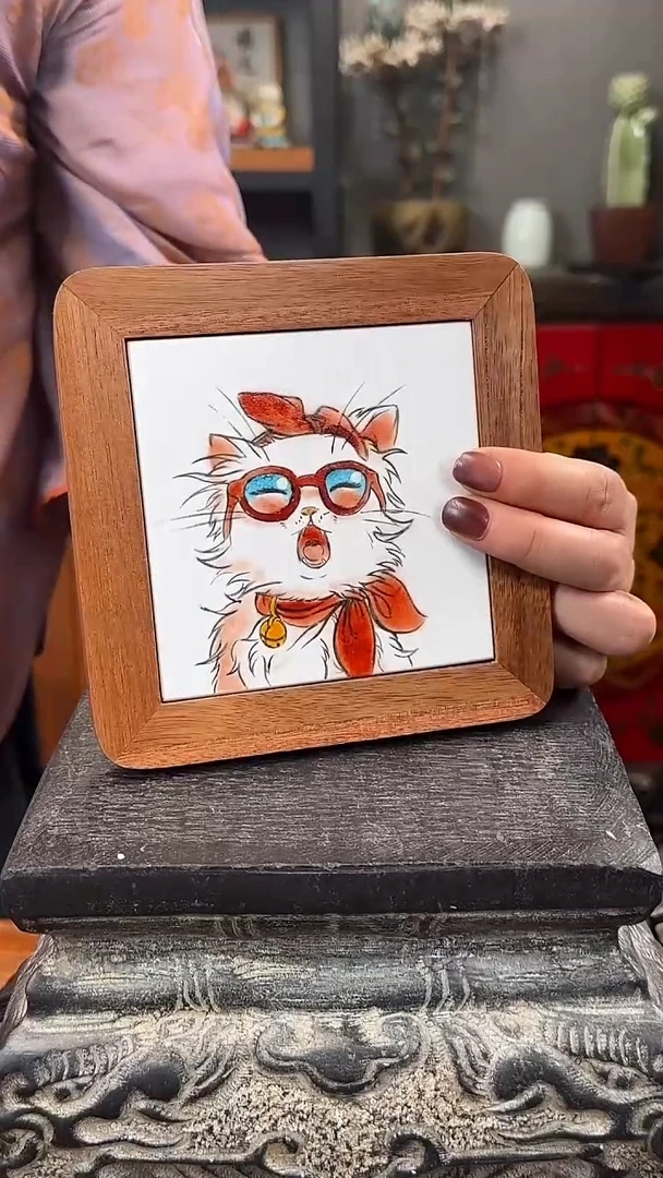 陶瓷釉上彩瓷片相思木茶盘收纳盘隔热垫