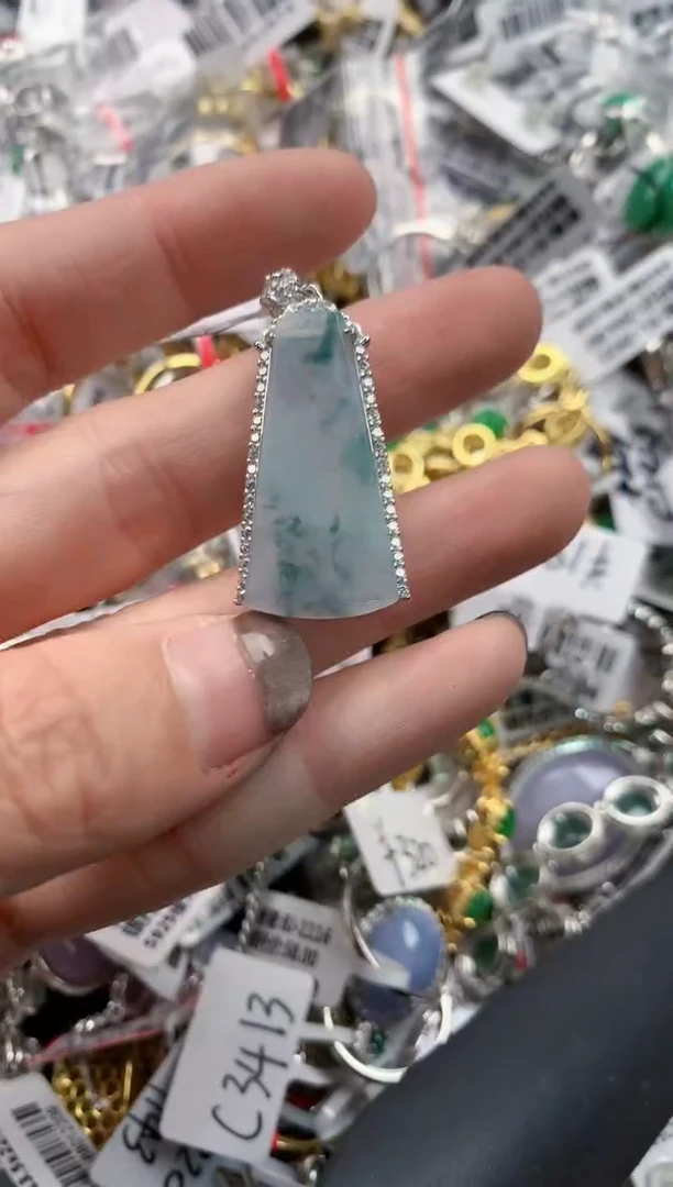 银S925镶嵌戒指翡翠222   7