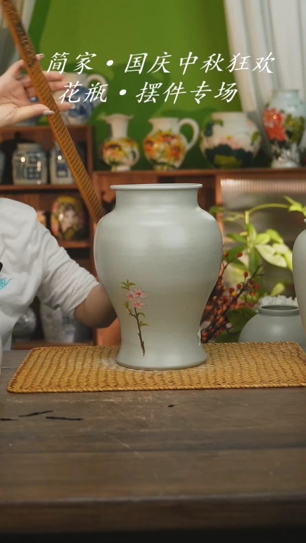 瓷片景德镇纯手工手绘花器摆件