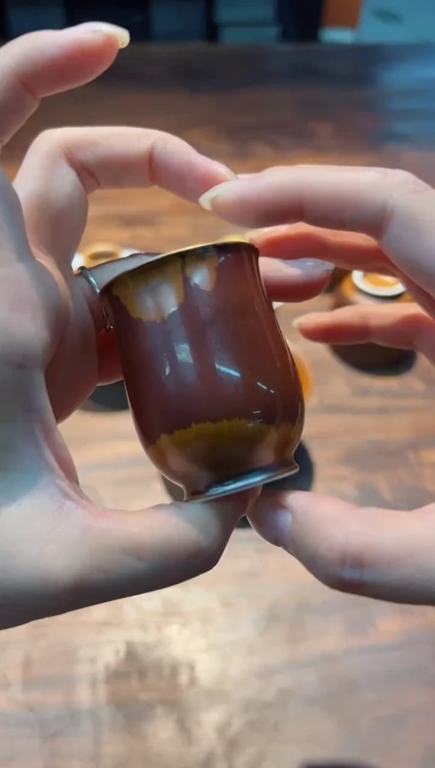 荣器 木首釉 束腰闻香杯