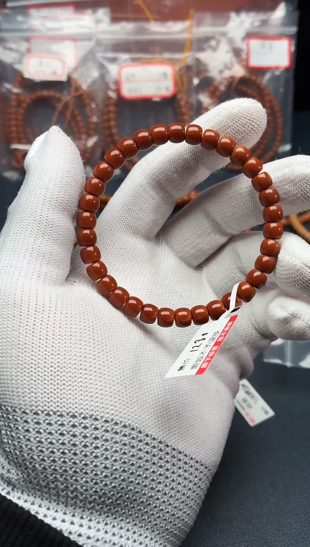 手串/手链橄榄核黄****文6.6核尖单圈极品红