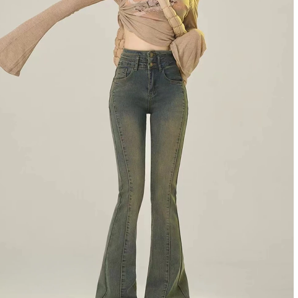 ②浅蓝色阔腿牛仔裤女夏季新款设计感高腰宽松显瘦百搭直筒长裤