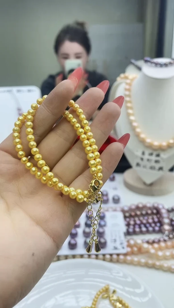 未镶嵌手链淡水珍珠黄色系手链