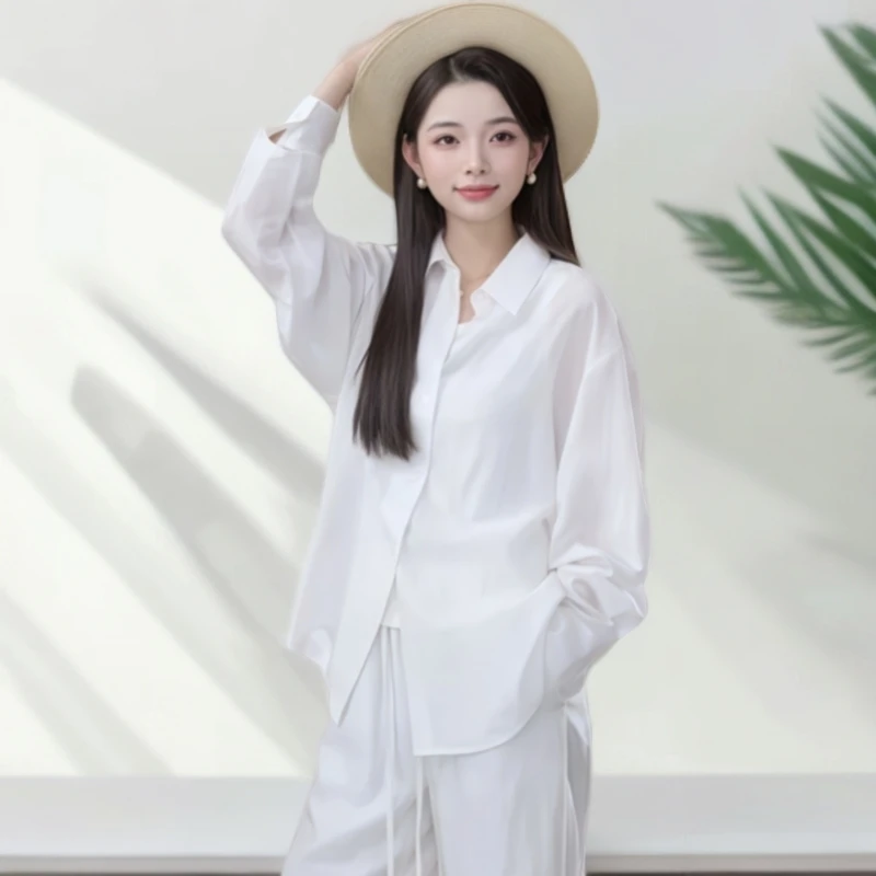 莱赛尔天丝防晒衬衫2025夏季时尚慵懒薄款通勤风刺绣衬衣长袖上衣