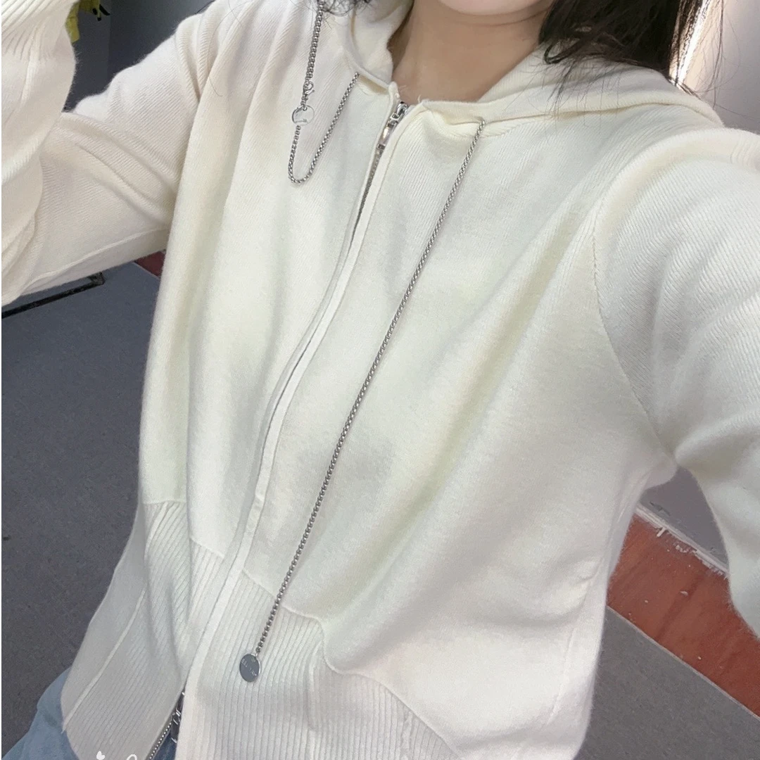 DJ 春款拉链连帽针织开衫