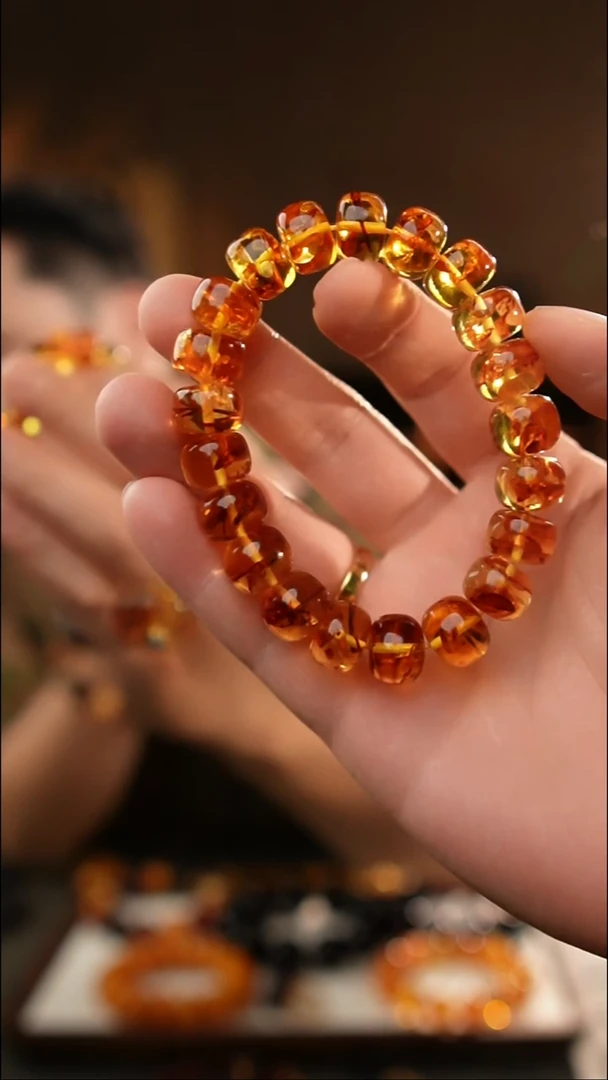 琥珀颈饰未镶嵌12+花珀老型手串