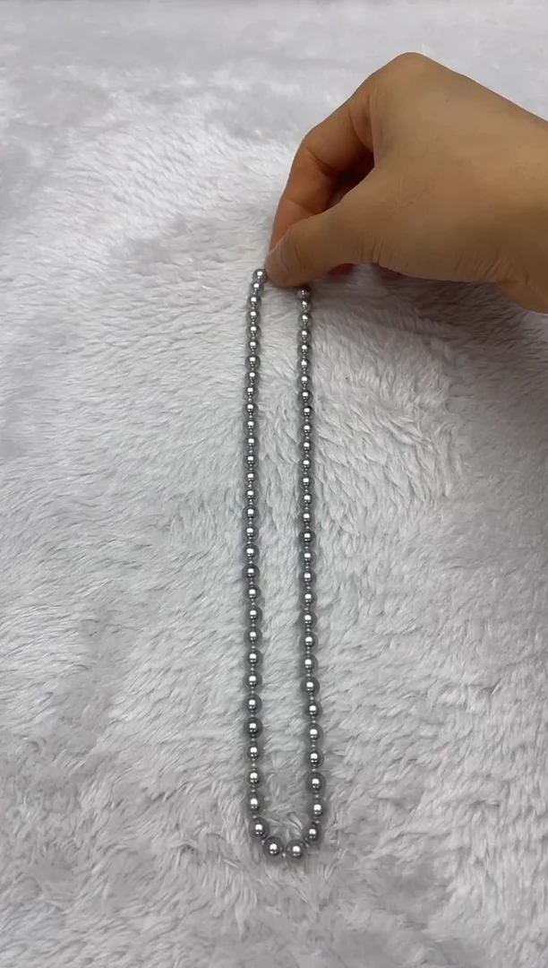 项链银S925镶嵌海水珍珠AK真多麻6-6.5mm