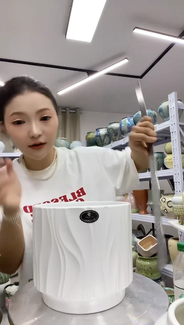 直播间9.14精选陶瓷花盆-高:17 ；口:19