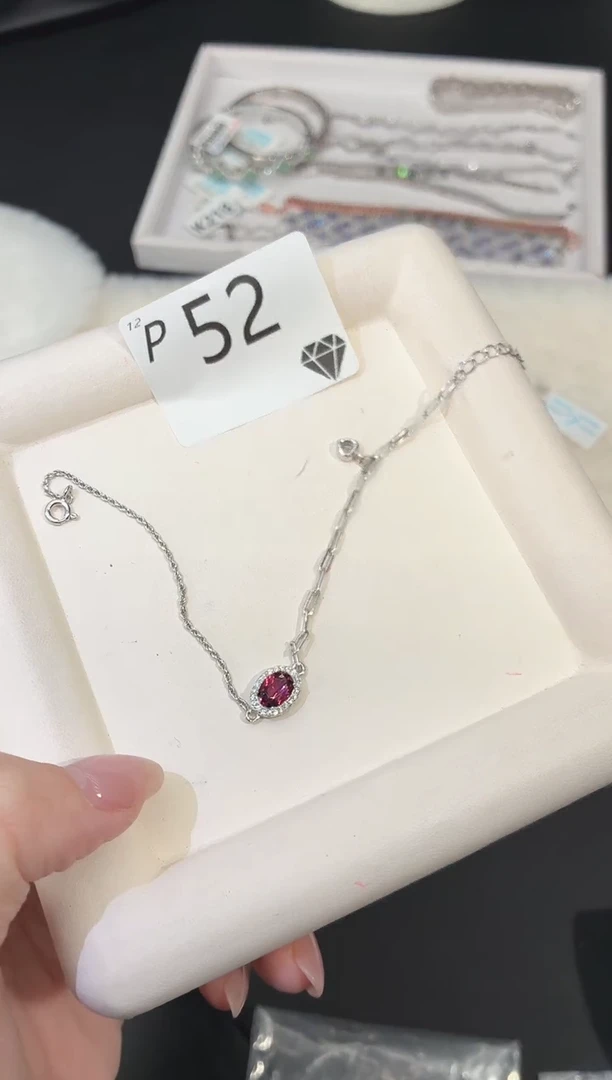 银S925镶嵌手链石榴石多样性发一P52