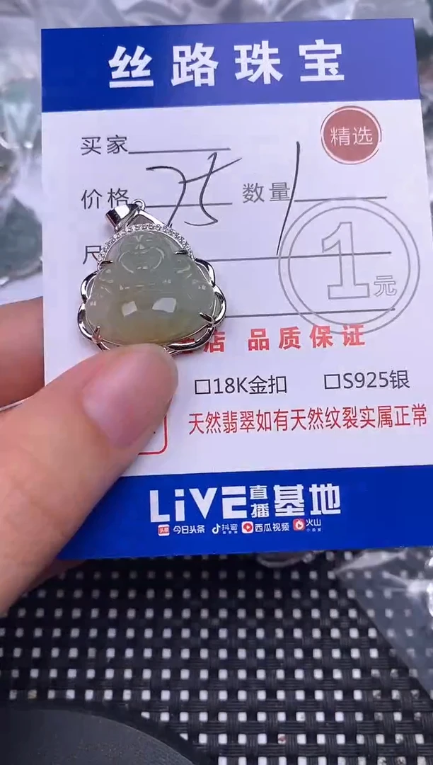 颈饰银S925镶嵌翡翠挂件