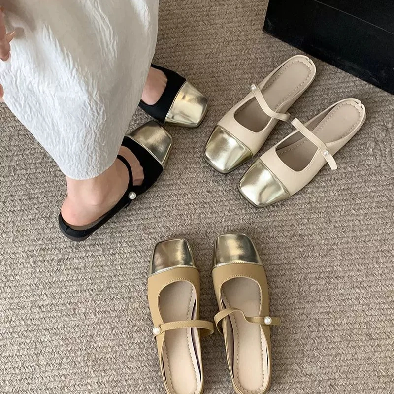 【59直播NO退换】萱佰丽家一脚蹬平底包头拖鞋女夏外穿百搭时尚