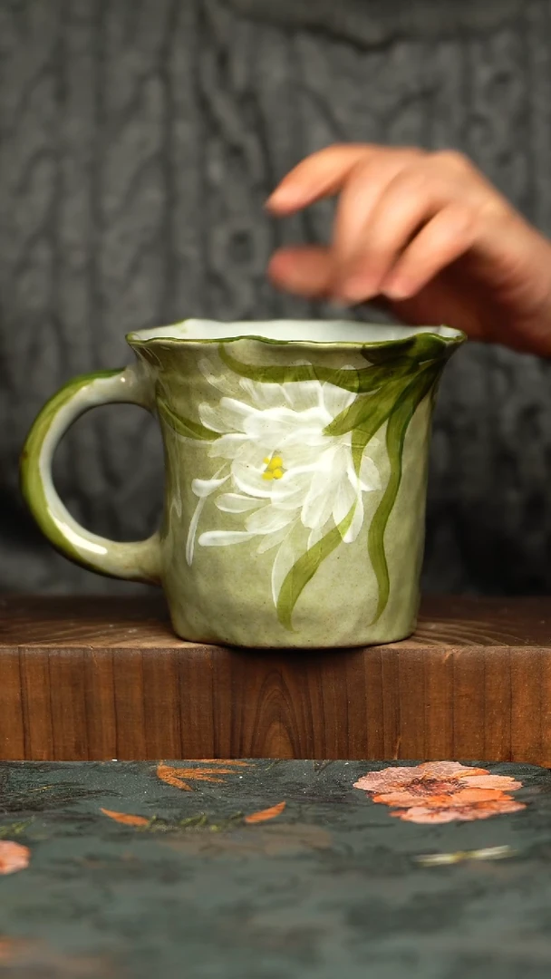 杯釉下彩手工手绘同款陶器