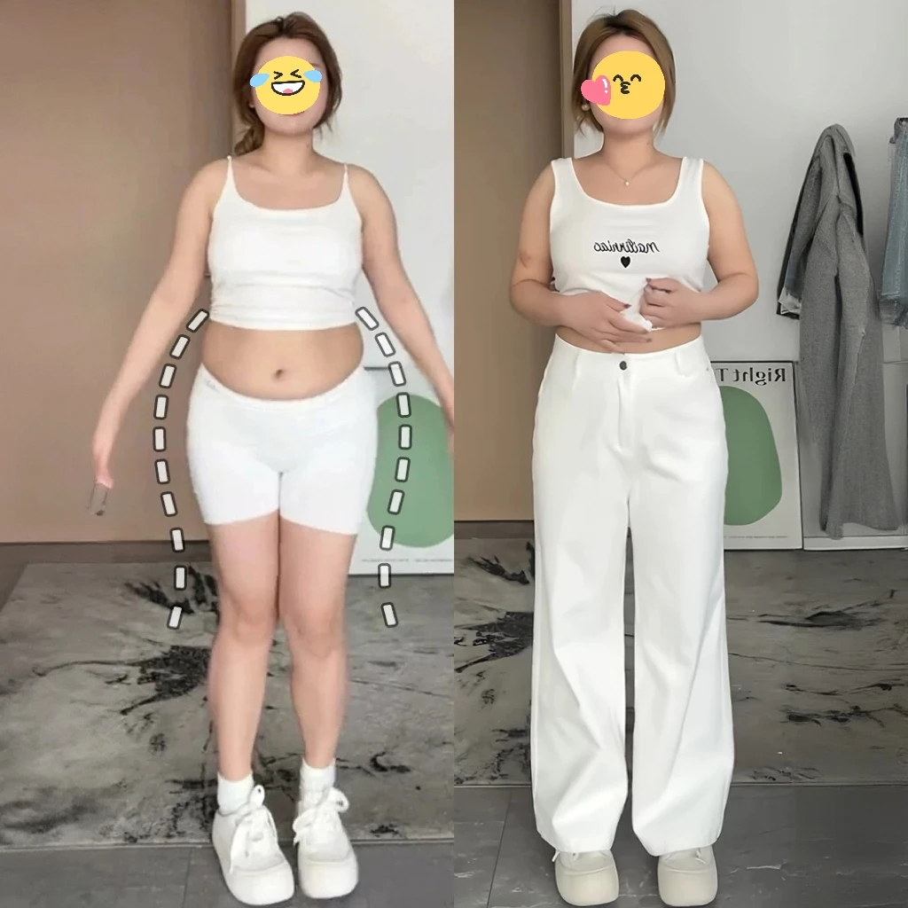 白色阔腿牛仔裤女秋冬季加绒大码胖mm梨型身材显瘦高腰直筒裤子
