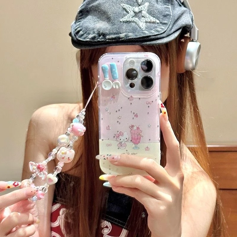 ZMGX餐具冰淇淋KT猫适用苹果16/15大孔手机壳华为vivoppo小米荣耀