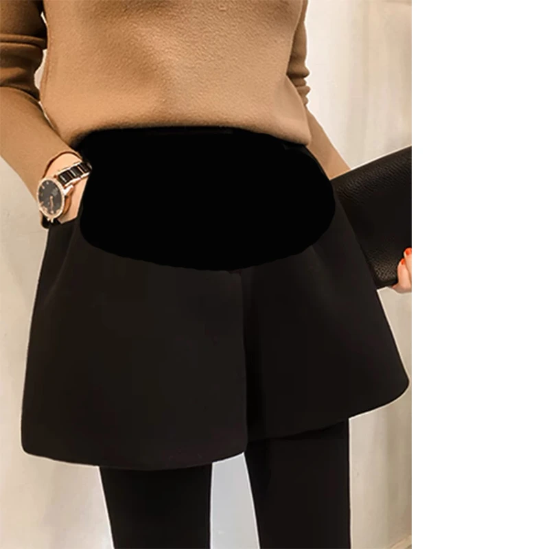 【毛呢短裤】孕妇裤秋冬新款黑色托腹毛呢短裤外穿A字阔腿短裤靴裤