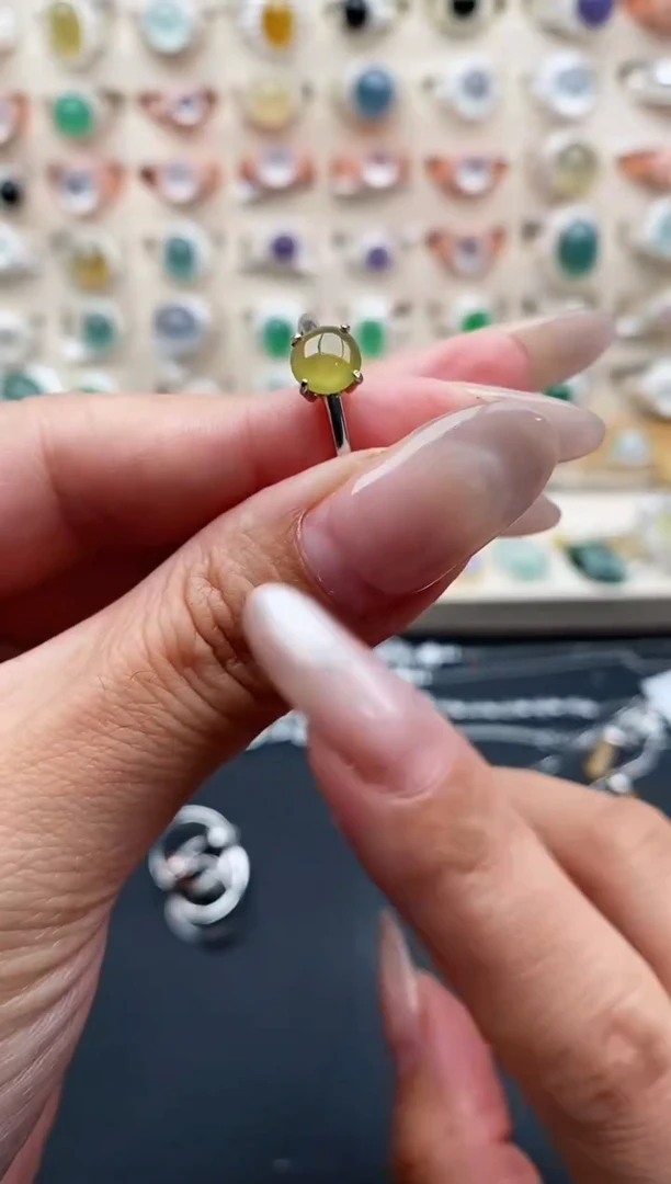 银S925镶嵌戒指翡翠天然缅甸翡翠A货111-1-2