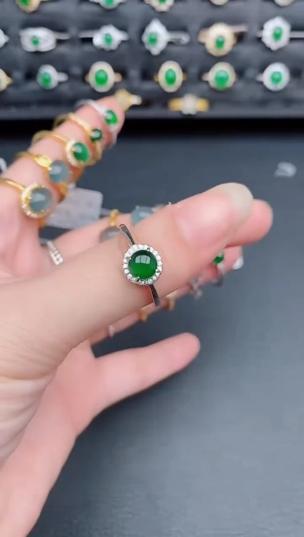 银S925镶嵌戒指翡翠天然a货翡翠10