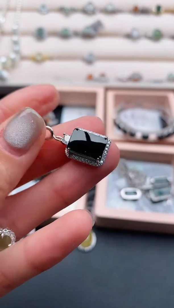 银S925镶嵌戒指翡翠缅甸天然A货翡翠44  1-