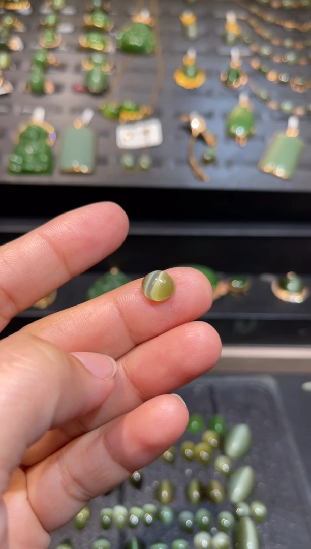 【闪购商品】和田玉碧玉金猫眼裸石未镶嵌多样性发一