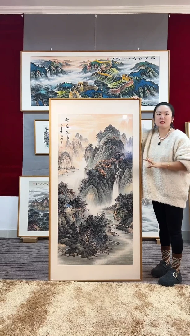 国画手绘山水玄关162*82尺寸