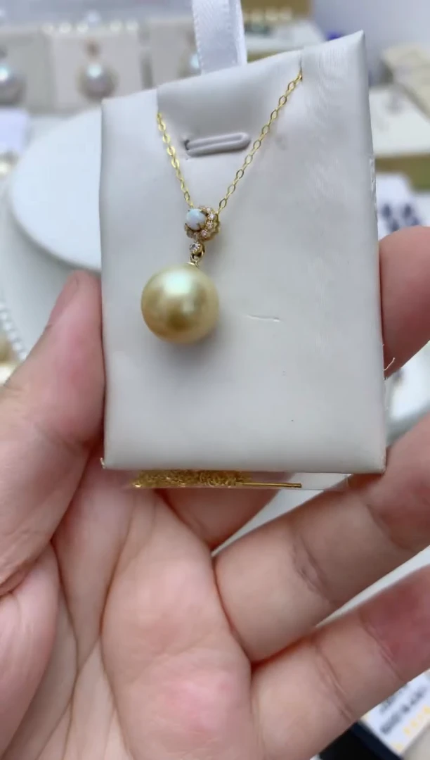 吊坠(不含链)18K金镶嵌海水珍珠e87