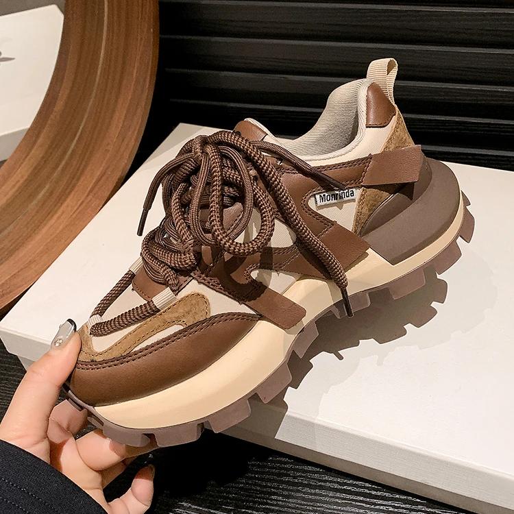 秋冬季ins复古增高老爹鞋秋冬时尚休闲厚底莫奈阿甘鞋ZY