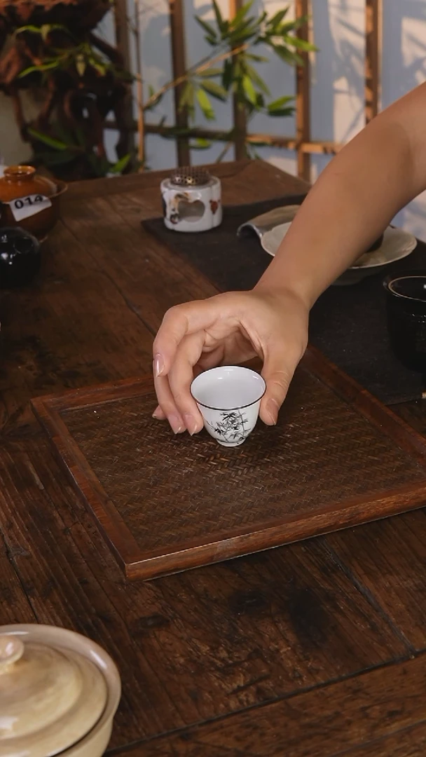 包铜边竹纹诗文小杯026