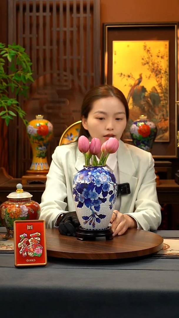 景泰蓝海棠花摆件