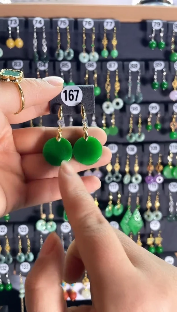 【闪购商品】翡翠耳饰银S925镶嵌167