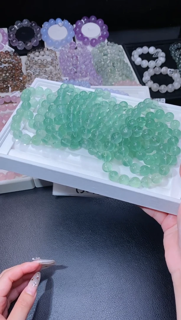 手链未镶嵌萤石328.23奶油绿萤石手串 多样性发其一