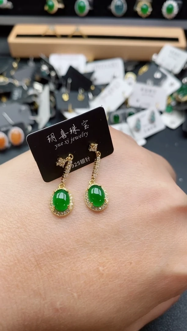 银S925镶嵌戒指翡翠1