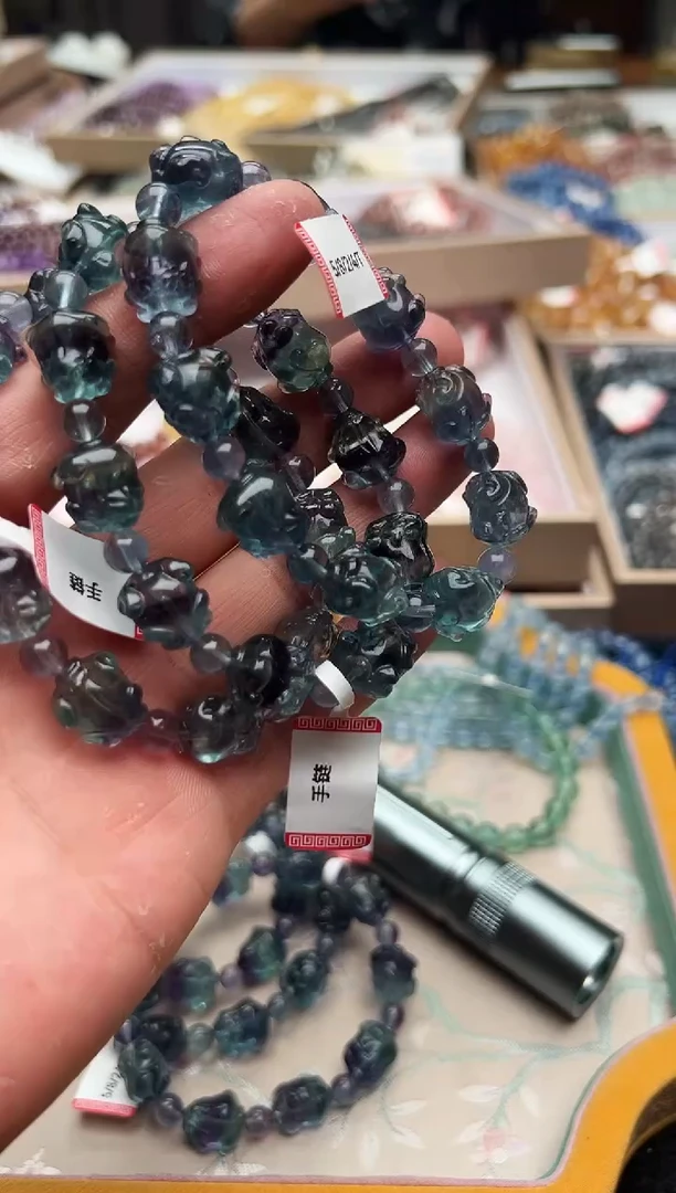 手链未镶嵌萤石蓝紫萤石貔貅手链 多样性发一