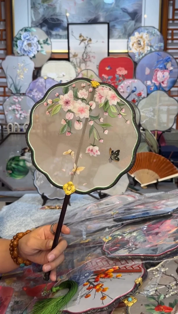 扇子纯手工苏绣团扇 买一送一