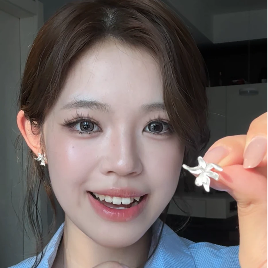 合金耳饰 「银白鸢尾花」稀奇古怪耳钉法式高级小众设计感时尚耳饰