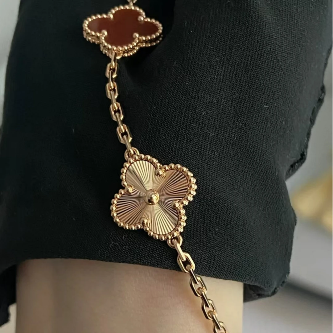 铜合金手链 「女款小众首饰」时尚简约高级感双面四叶手链-B97