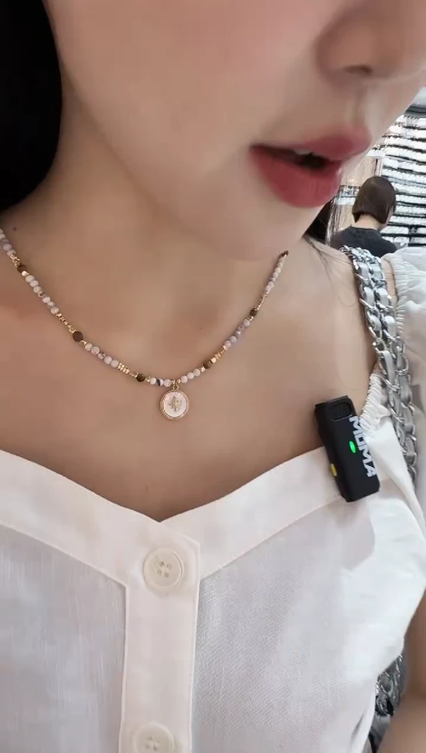 仿水晶铜合金无铜合金天然石深海白贝母项链