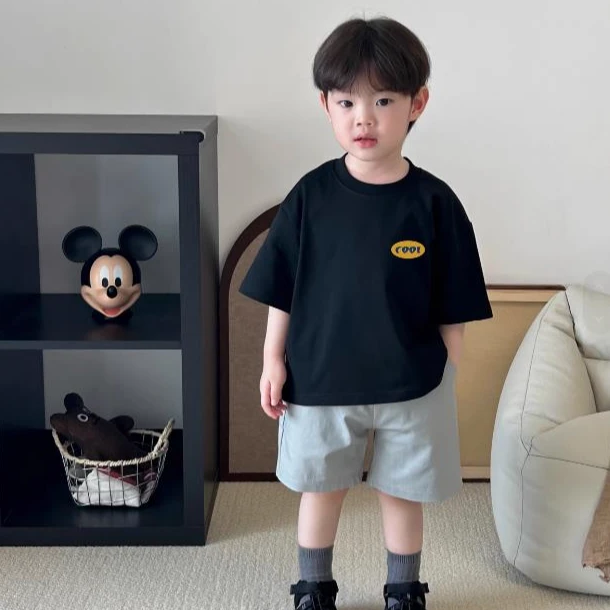 男童黑色短袖t恤夏季纯棉儿童夏装男宝韩版休闲宝宝半袖体恤