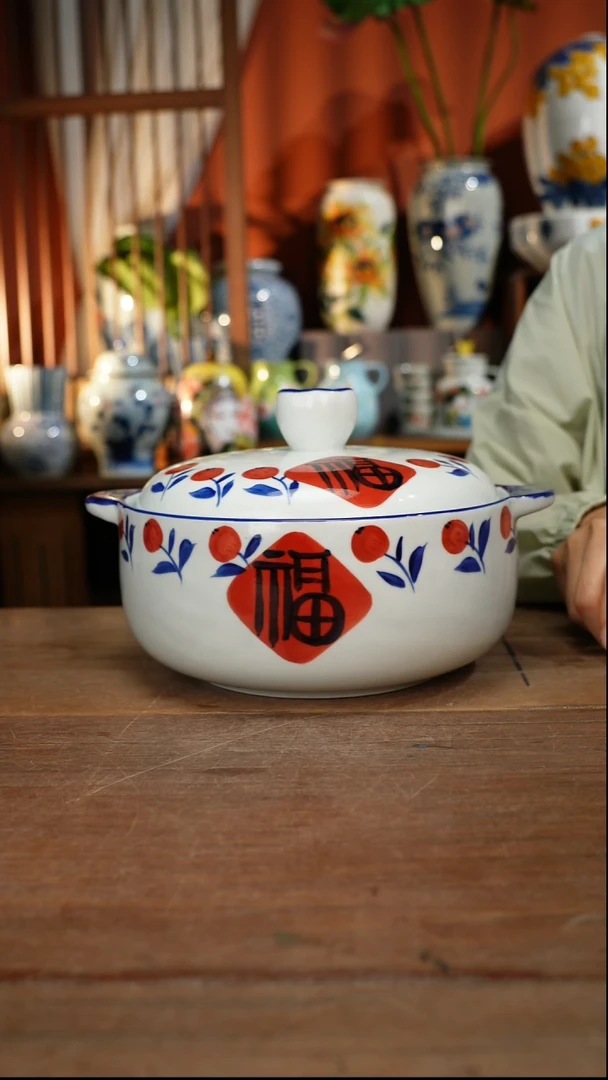 瓷片【简家甄选】景德镇设计师釉下手绘陶瓷餐具