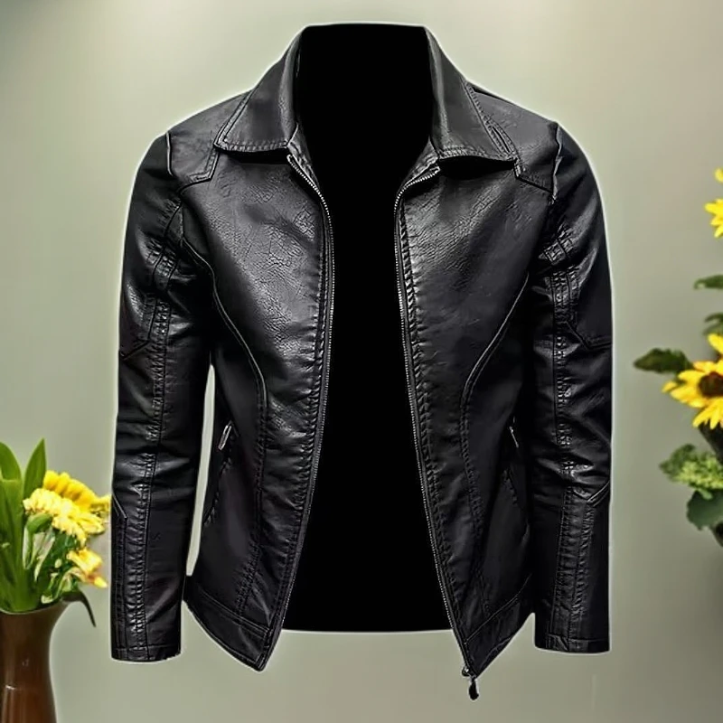 男士潮流时尚休闲百搭真皮皮衣外套（直播间为准）